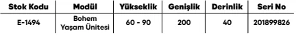 Bohem Yaşam Ünitesi ölçü ve modül bilgileri