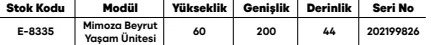 Mimoza Beyrut Yaşam Ünitesi ölçü ve modül bilgileri