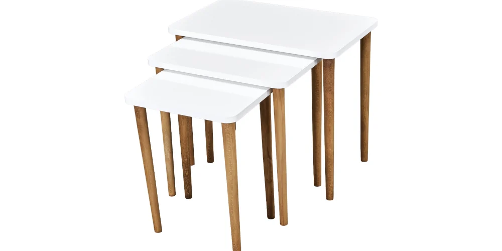 Mokka Zigon Sehpa Beyaz ( Ceviz Ayak )