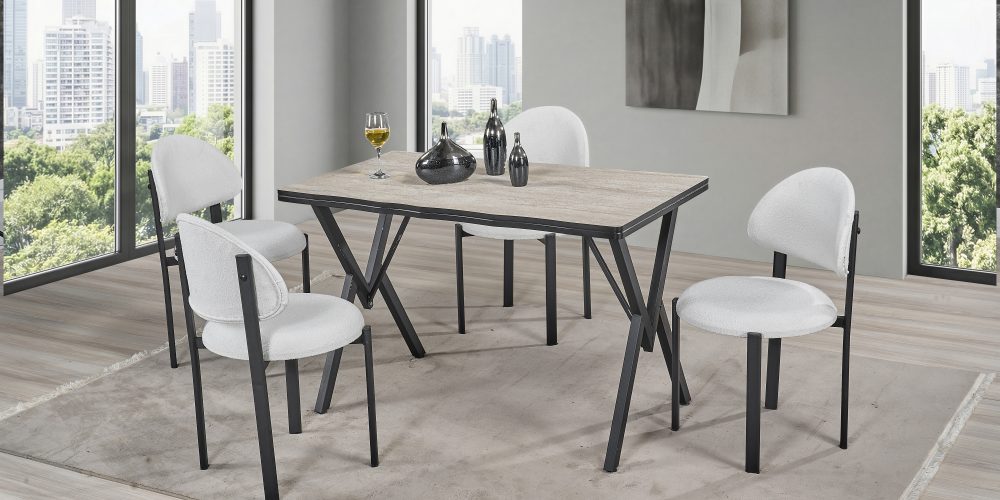 Kütük Mdf Sabit Masa Traverten