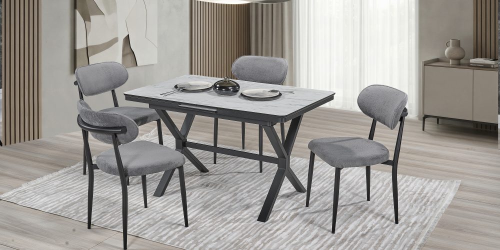 Asansörlü Mdf Masa Beyaz Mermer